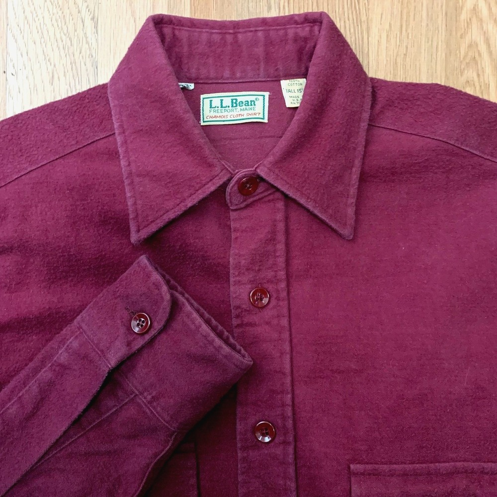 LL‎ Bean Shirt Mens Size Tall 15.5 Chamois Cloth Shammy Outdoors Hiking Flannel